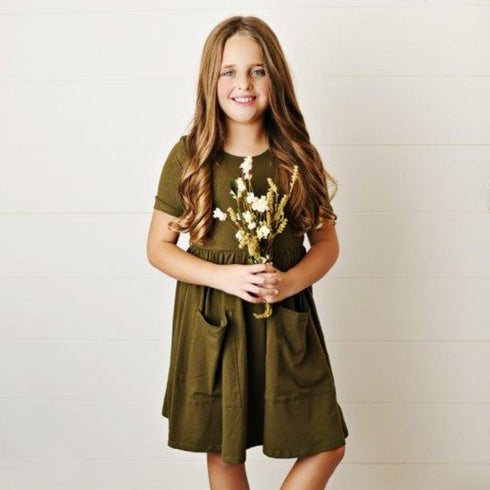 Olive Twirl Dress